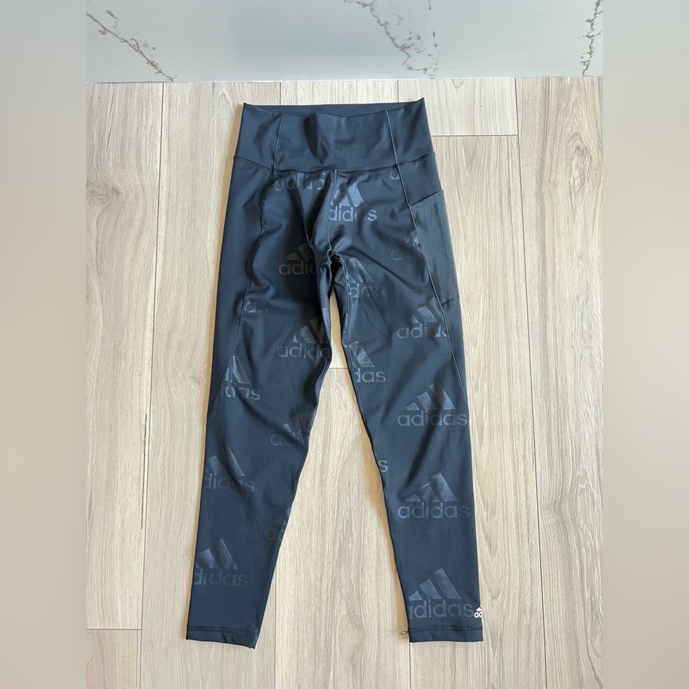 Adidas Leggings Womens M Black All Over Logo